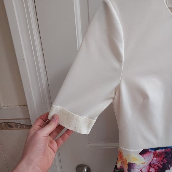 Ted Baker White Midi Floral Aldora Bodycon Dress - Picture 5 of 10